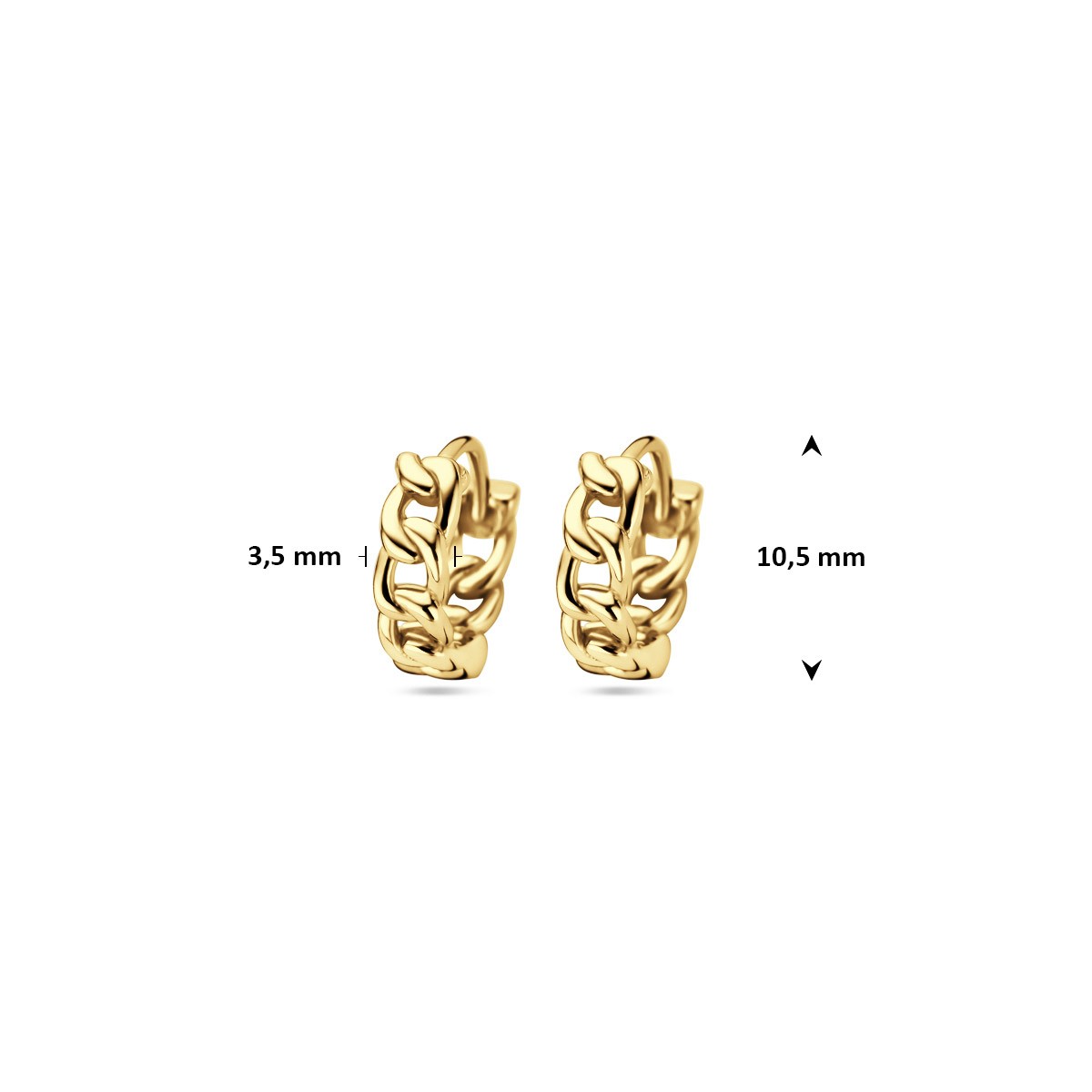 Oorbellen 1 micron 10,5 mm zilver verguld