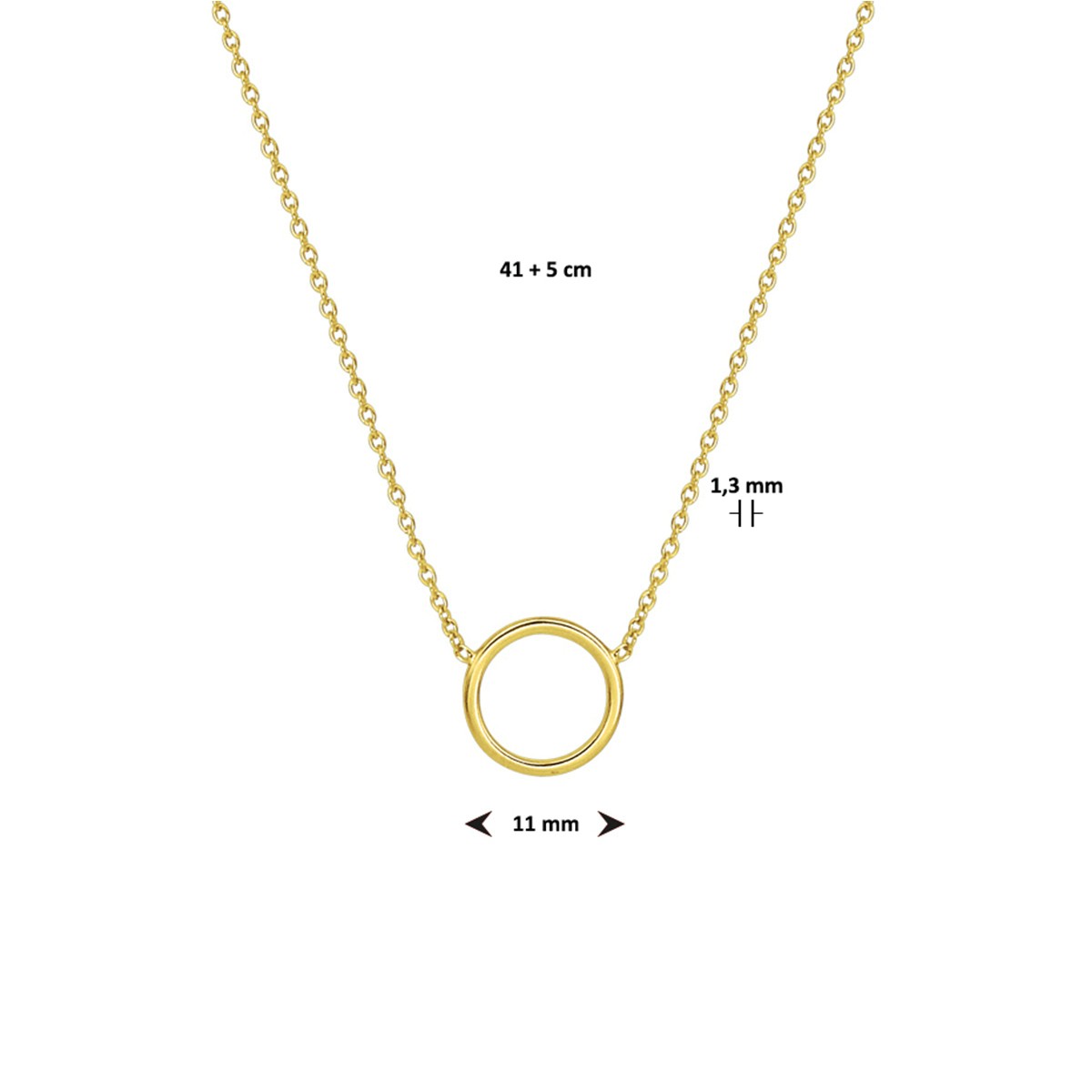 Collier rondje 41 + 5 cm 3 micron zilver verguld