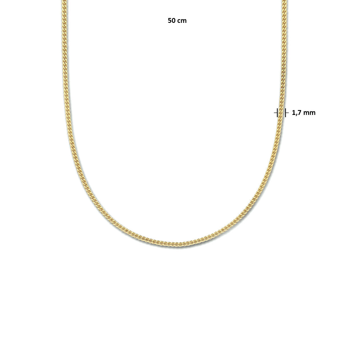 Fantasy Collection Collier gourmette 1,7 mm 3 micron zilver verguld