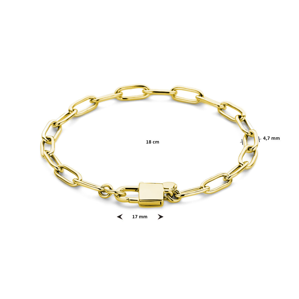Fantasy Collection Armband paperclip en slot 18 cm 3 micron zilver verguld