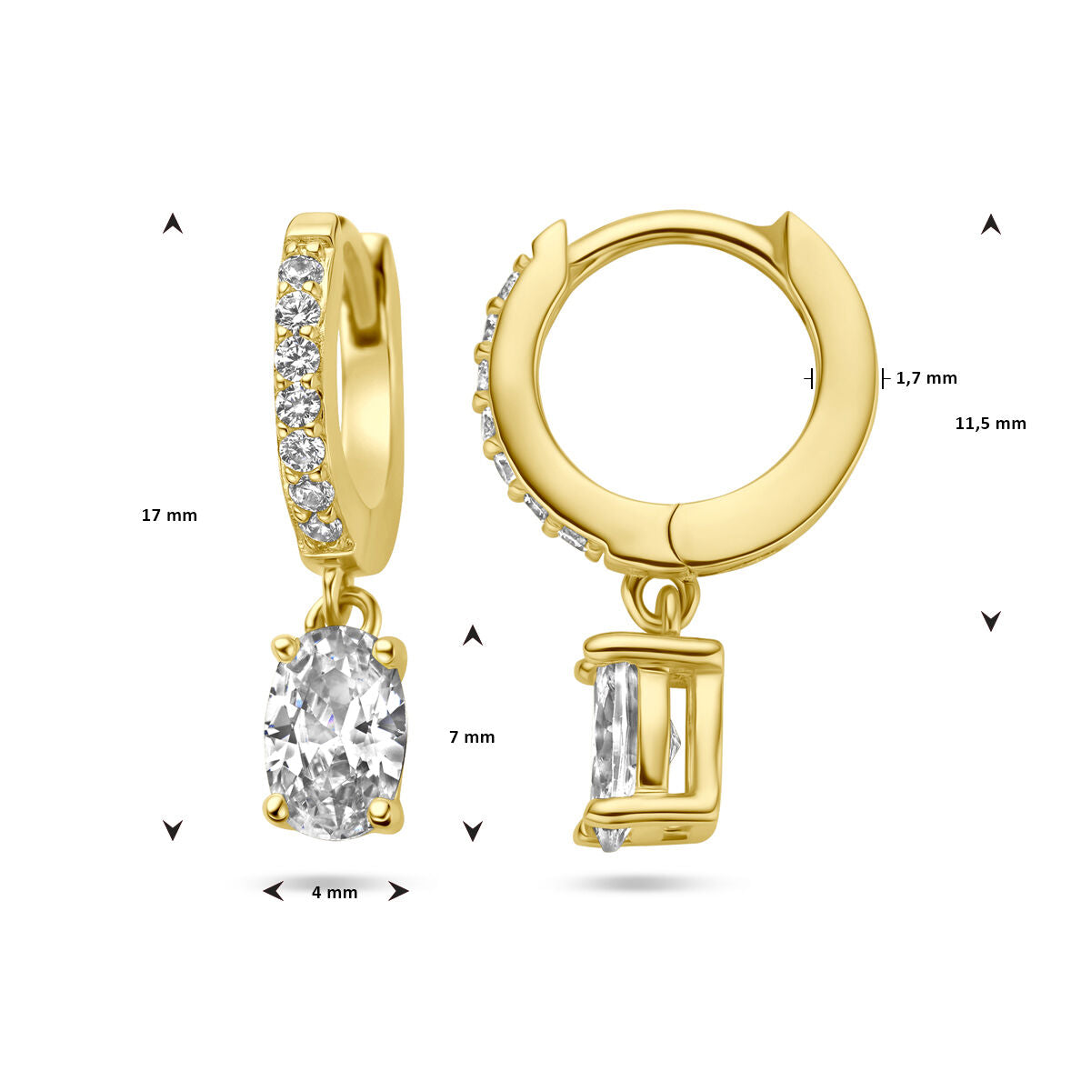 Fantasy Collection Oorbellen zirkonia 1 micron zilver verguld