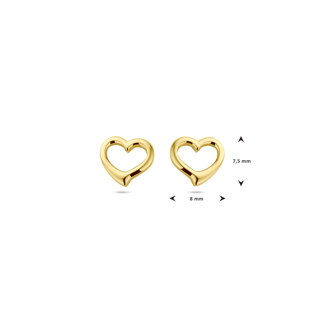 Fantasy Collection Oorbellen hart 1 micron zilver verguld