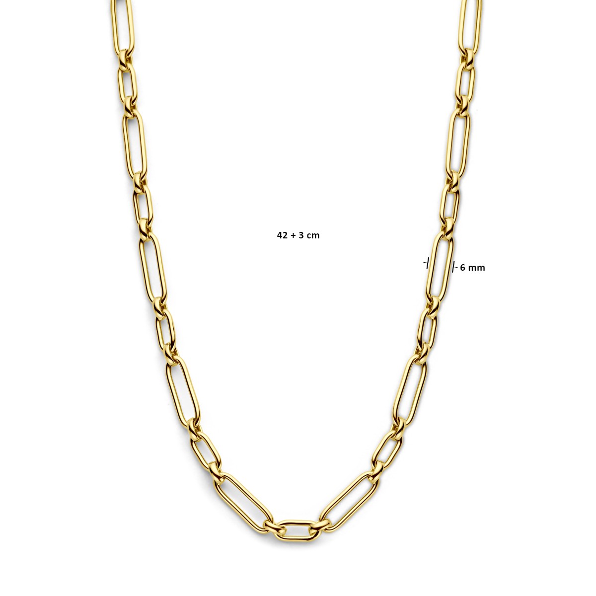 Collier 6,0 mm 42 + 3 cm 3 micron zilver verguld