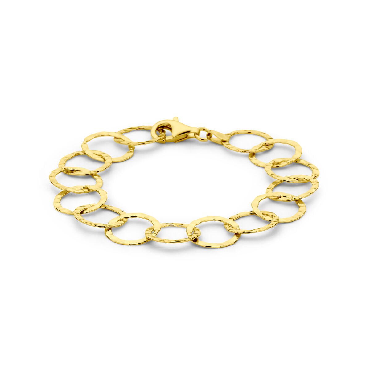 Fantasy Collection Armband cirkels gehamerd 19 cm 3 micron zilver verguld