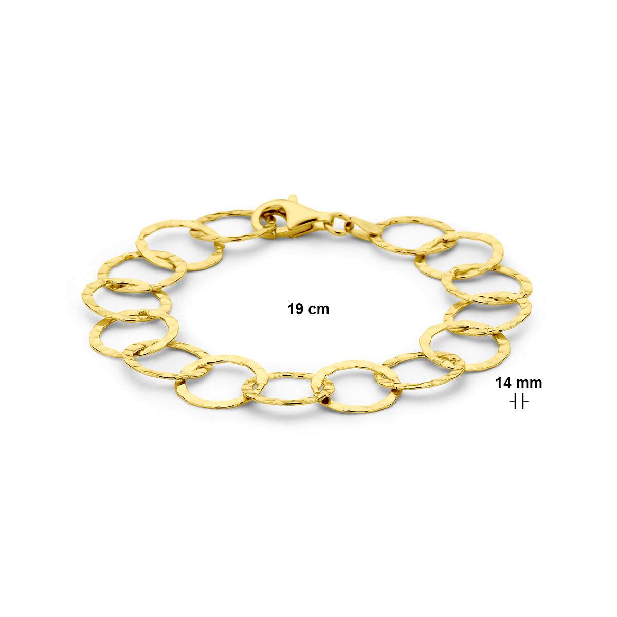 Fantasy Collection Armband cirkels gehamerd 19 cm 3 micron zilver verguld