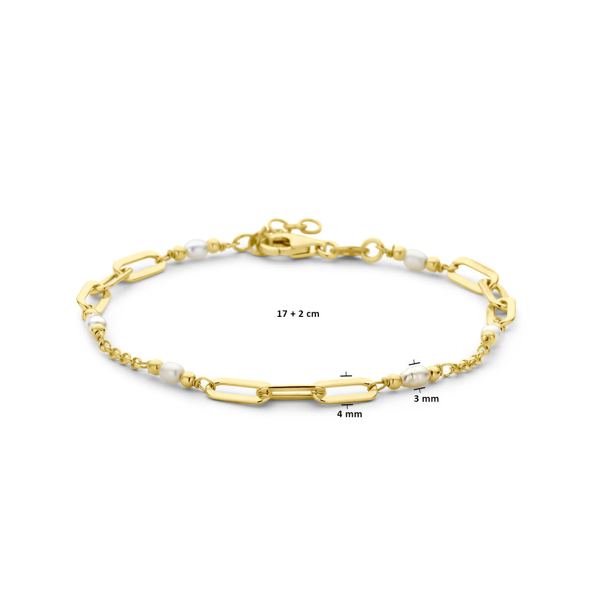 Fantasy Collection Armband parels 18 + 2 cm 3 micron zilver verguld