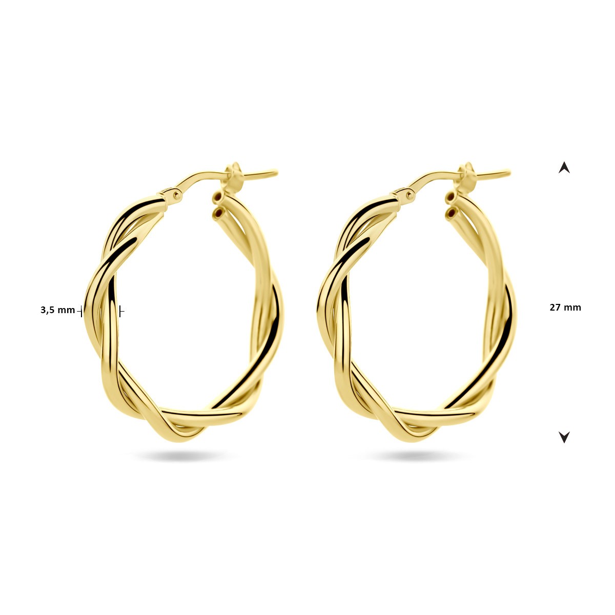 Oorbellen 3,5 mm gedraaide buis 1 micron zilver verguld