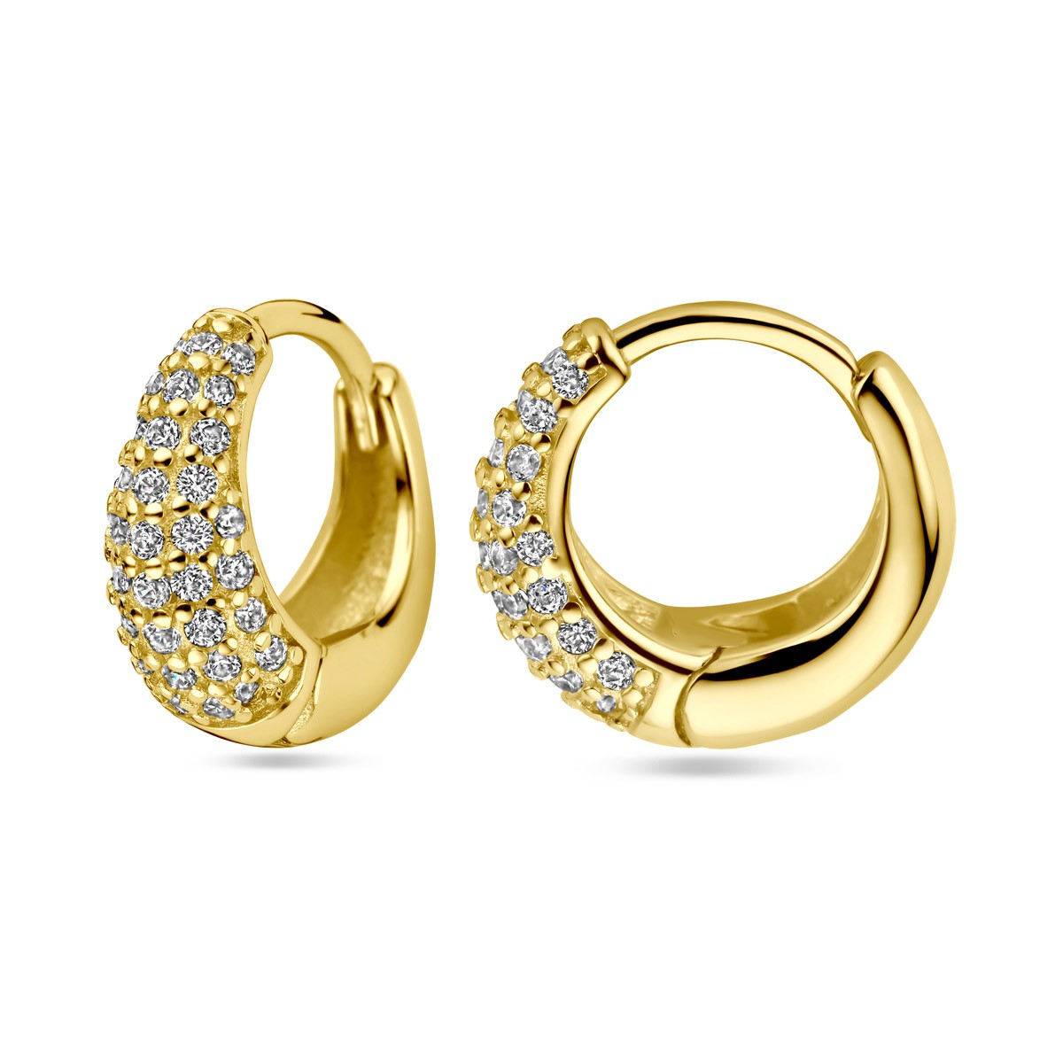 Oorbellen zirkonia 11.5 mm 1 micron zilver verguld