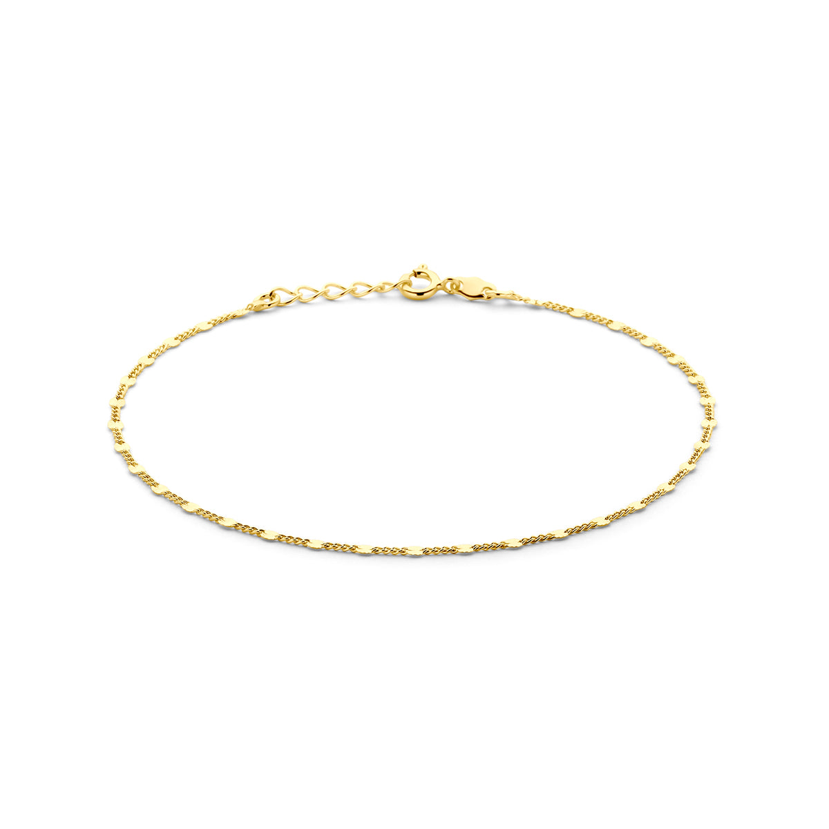 Enkelbandje 2,3 mm 24 + 2 cm 3 micron zilver verguld (geel)