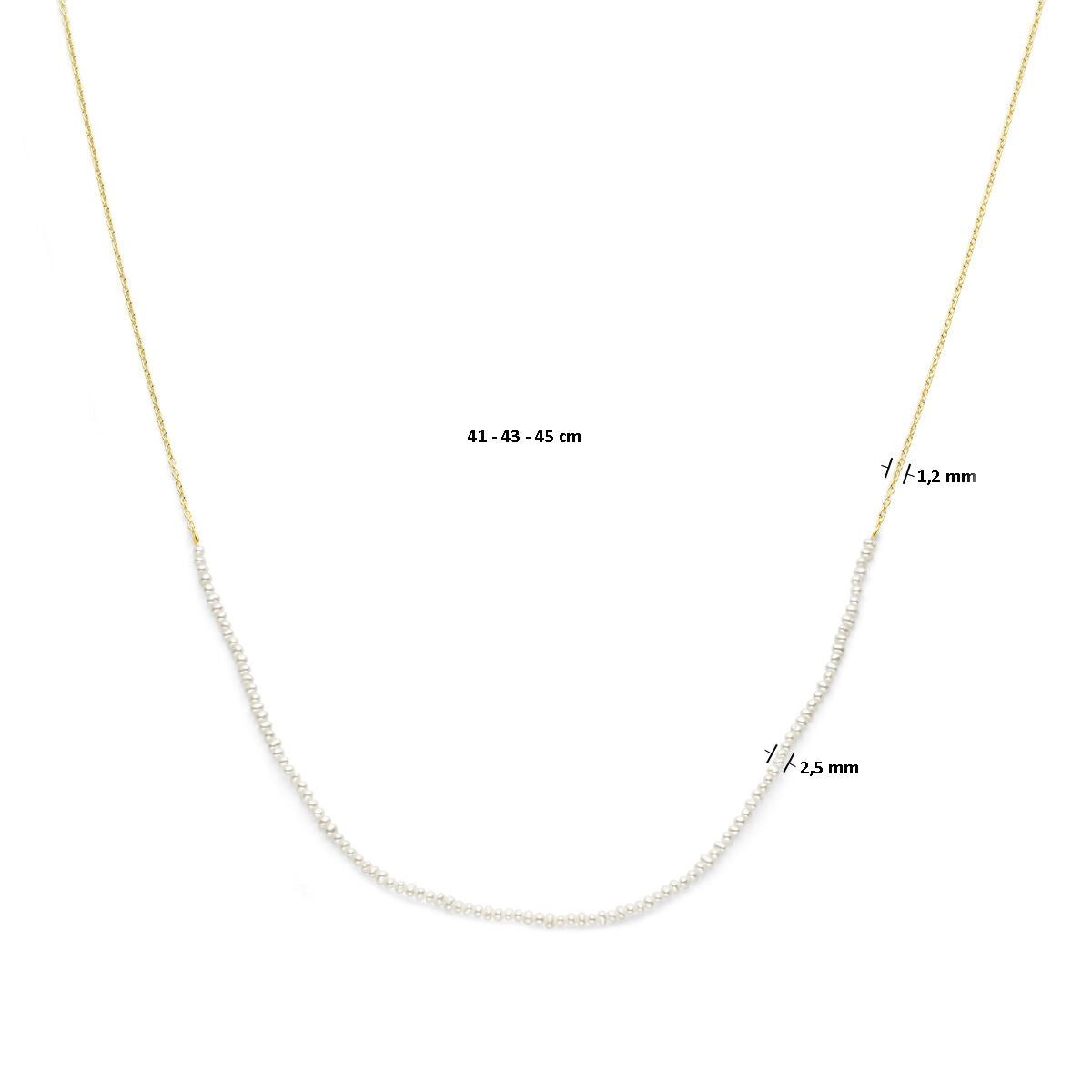 Fantasy Collection Collier parels 41 - 45 cm 3 micron zilver verguld