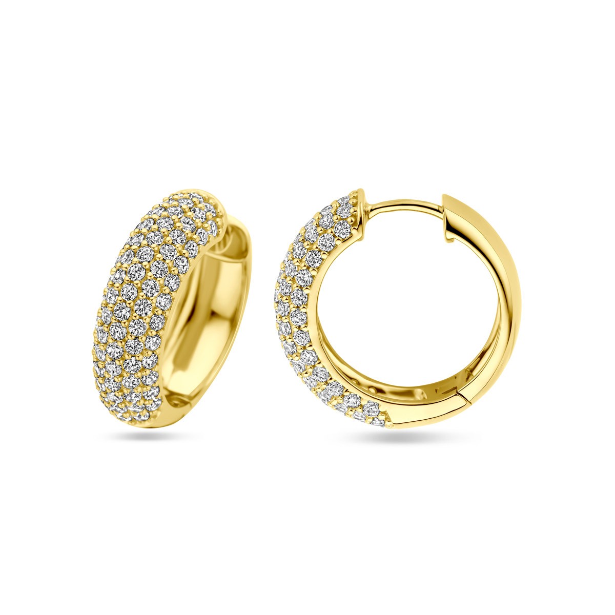 Oorbellen zirkonia 21 mm 1 micron zilver verguld