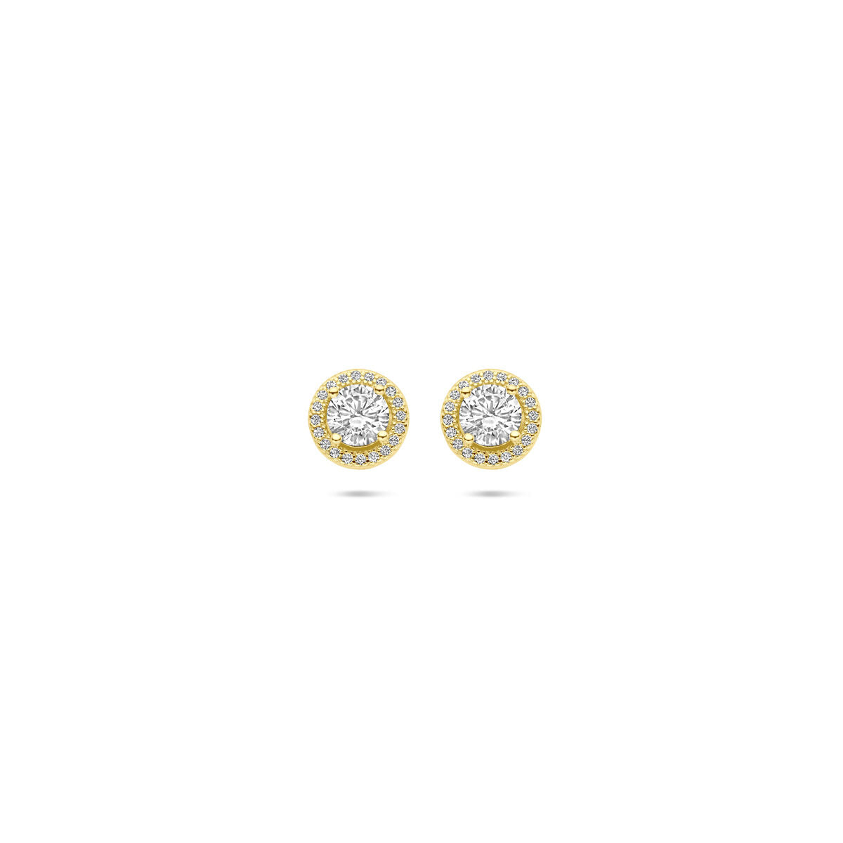 Fantasy Collection Oorbellen zirkonia halo 9 mm 1 micron zilver verguld