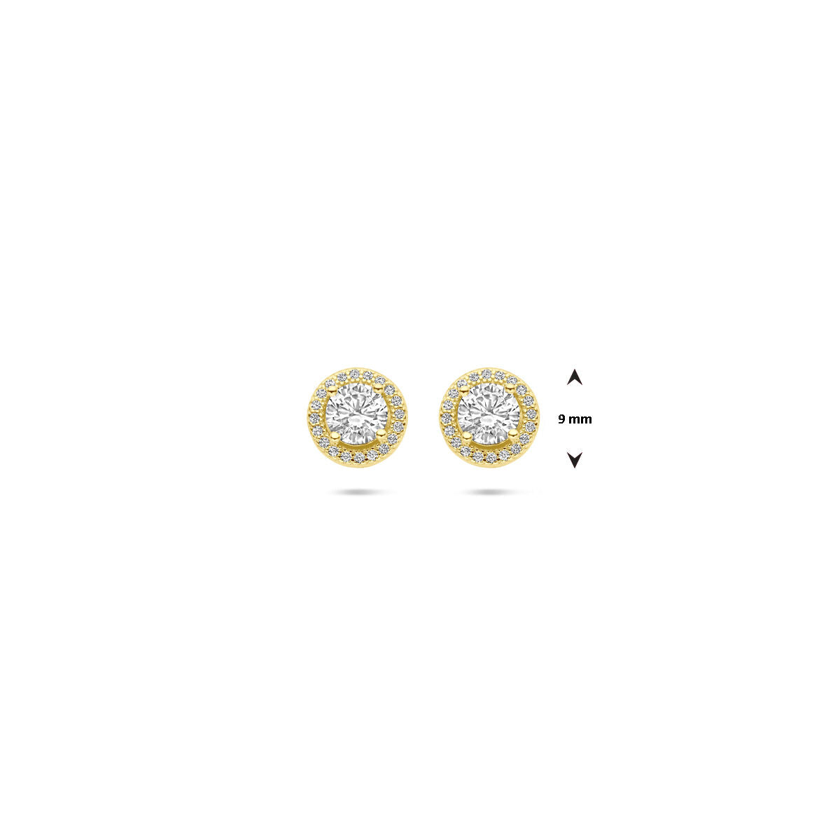 Fantasy Collection Oorbellen zirkonia halo 9 mm 1 micron zilver verguld