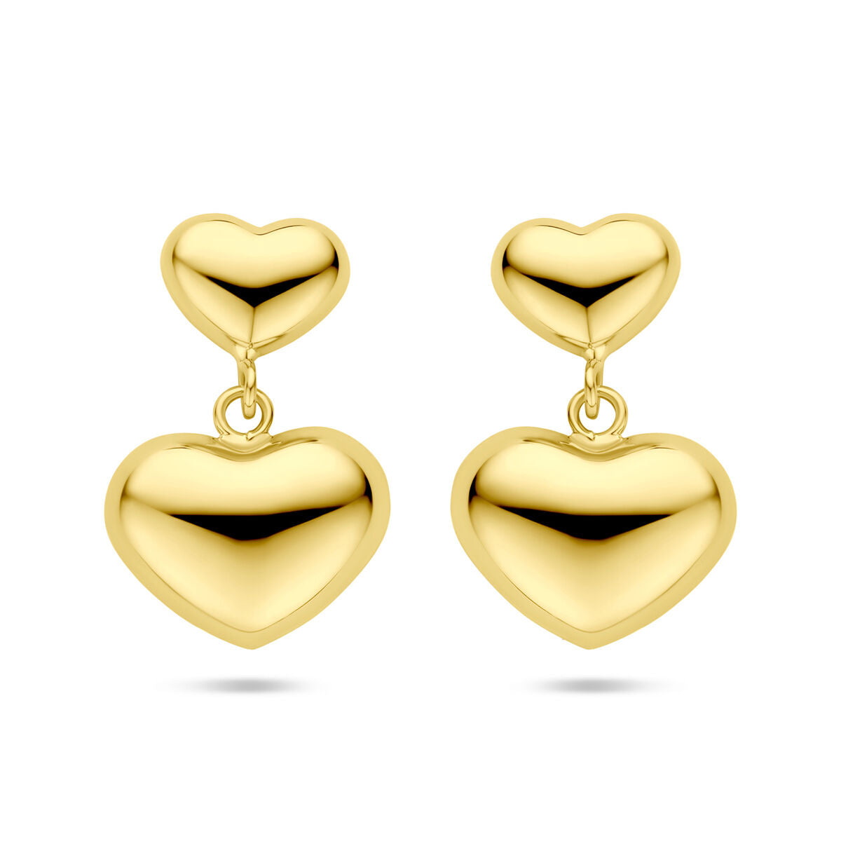 Fantasy Collection Hangende oorbellen hartjes 26 mm 1 micron zilver verguld