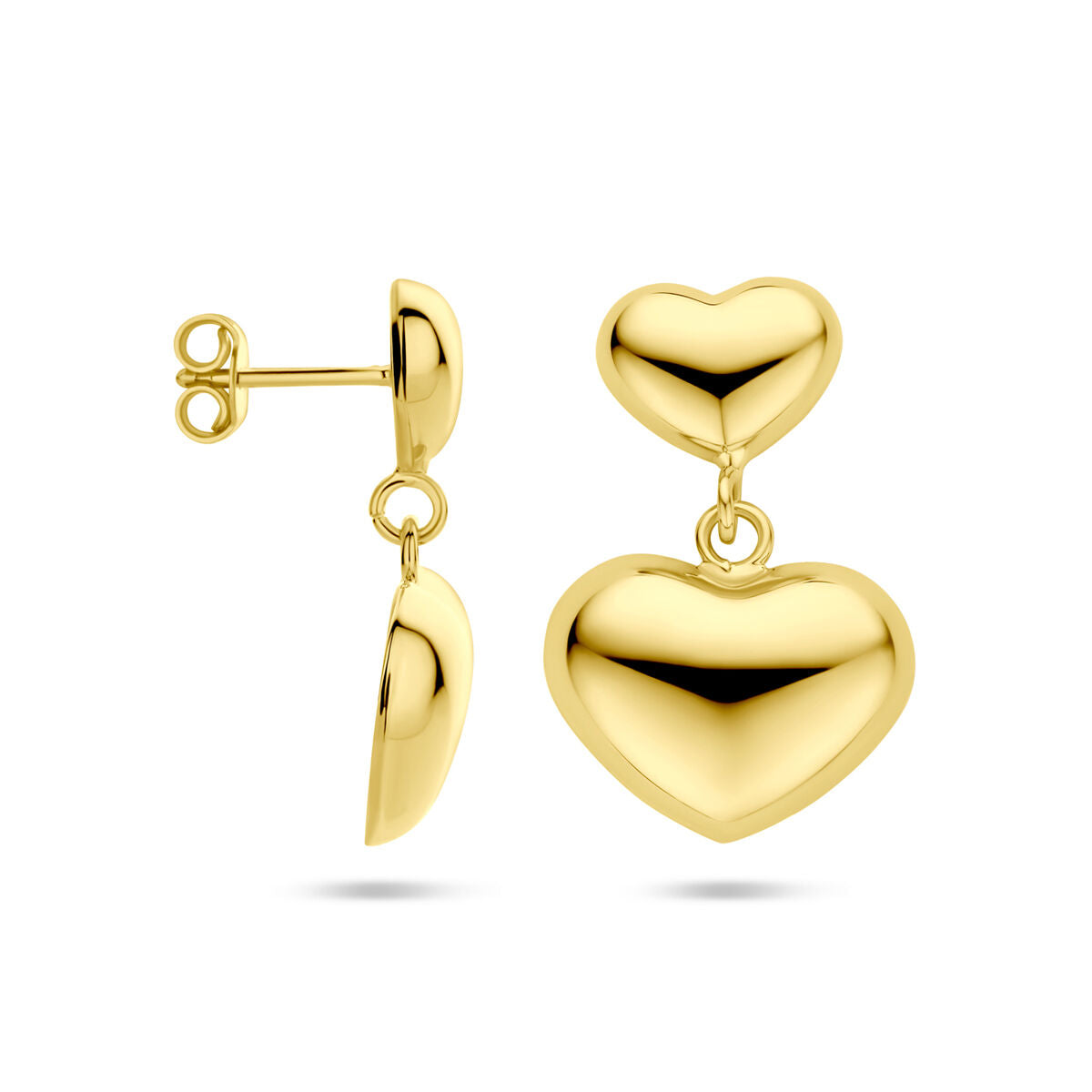 Fantasy Collection Hangende oorbellen hartjes 26 mm 1 micron zilver verguld