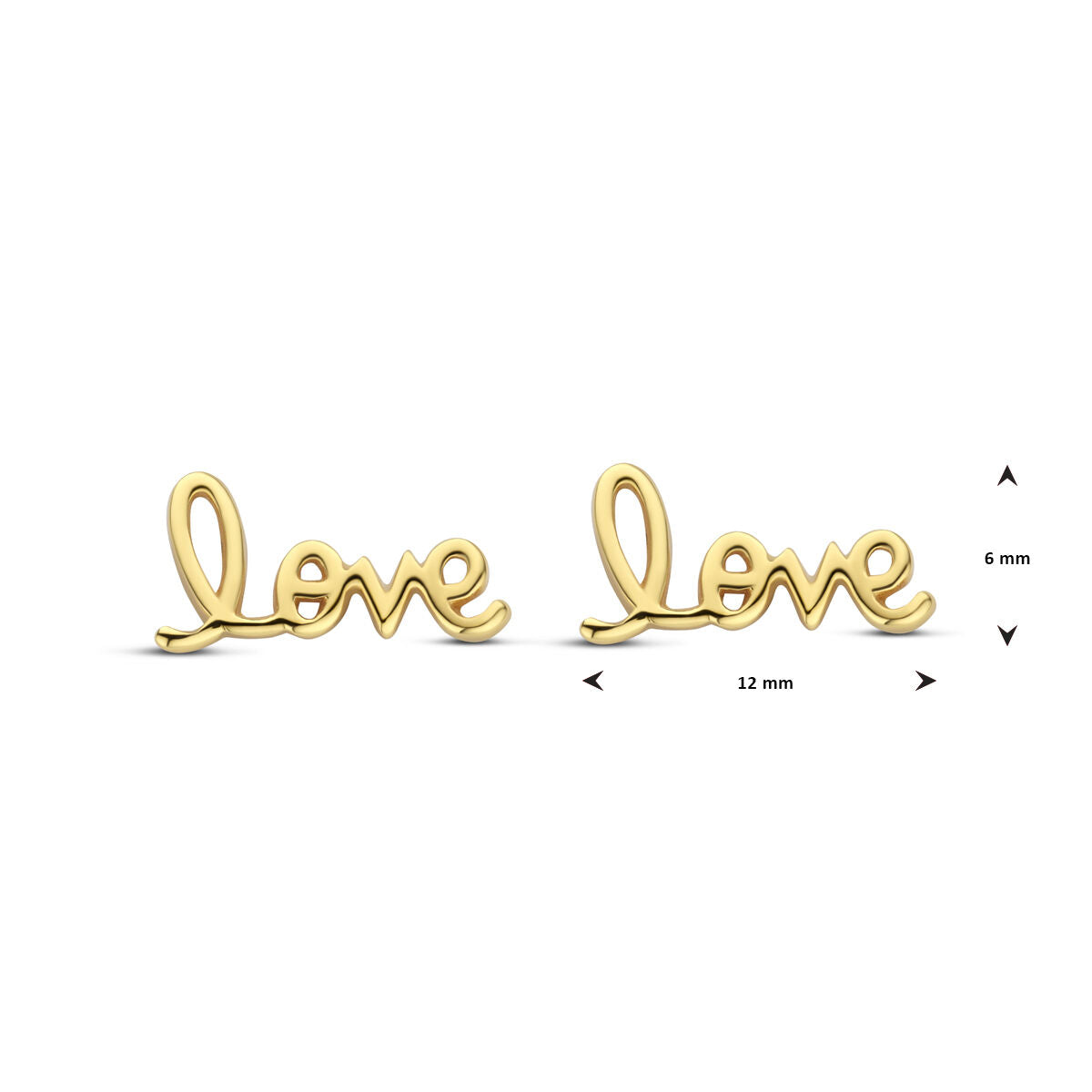 Fantasy Collection Oorbellen love 6 mm 1 micron zilver verguld