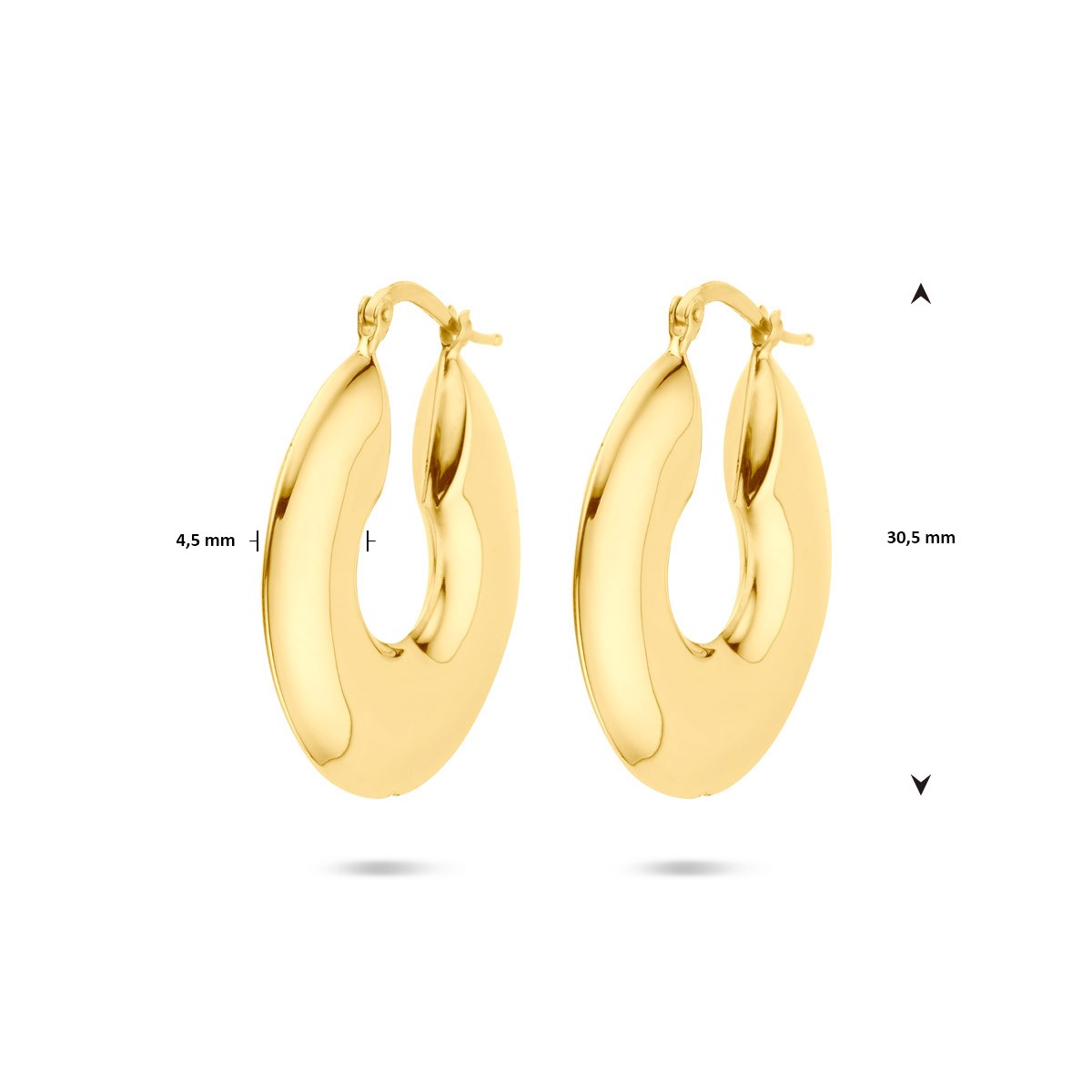 Oorbellen 30,5 mm 1 micron zilver verguld