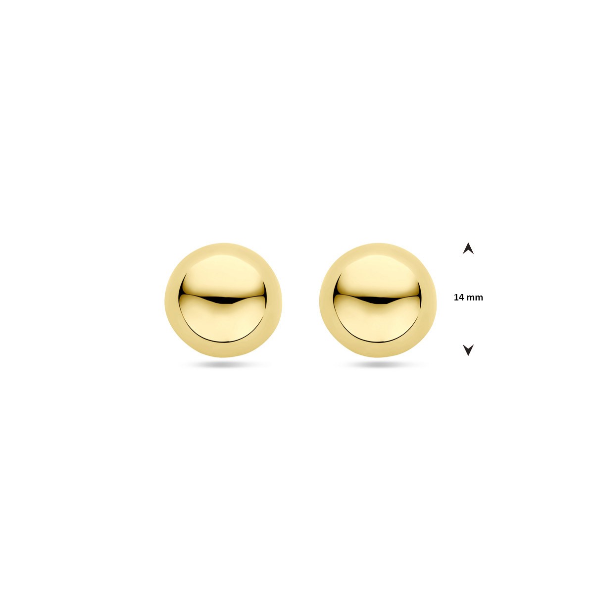 Oorbellen half bol 14 mm 1 micron zilver verguld
