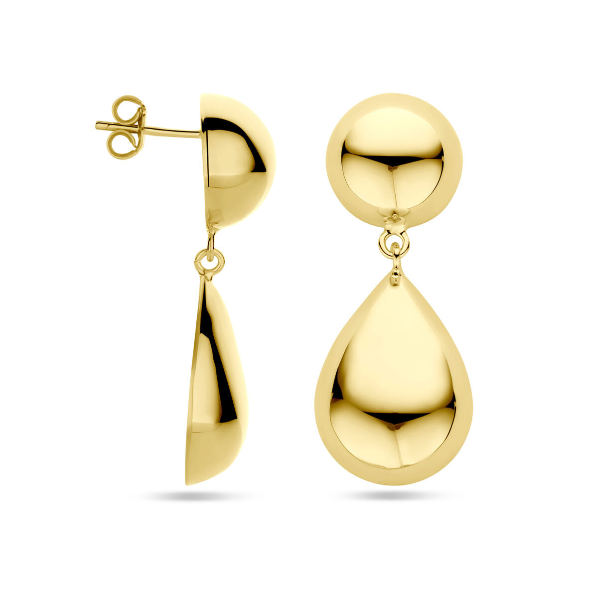 Fantasy Collection Hangende oorbellen half bol en druppel 40 mm 1 micron zilver verguld
