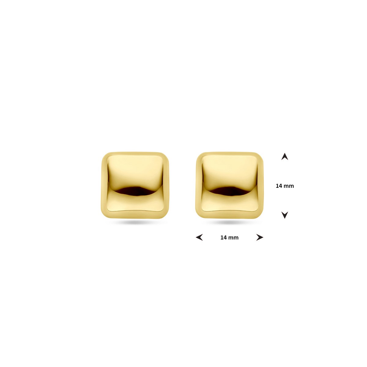 Oorbellen 14 mm 1 micron zilver verguld