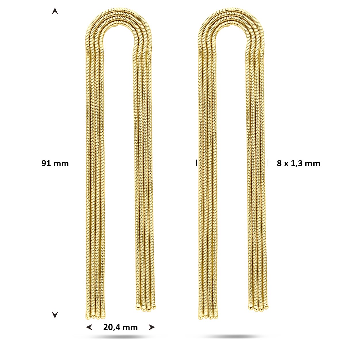 Hangende oorbellen 91 mm 1 micron zilver verguld