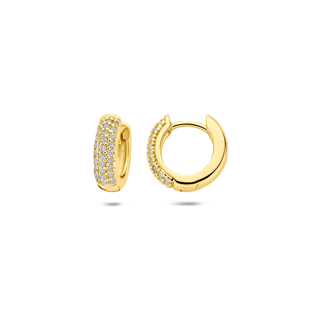 Fantasy Collection Klapoorringen zirkonia zilver verguld 12 mm 1 micron - afbeelding 3