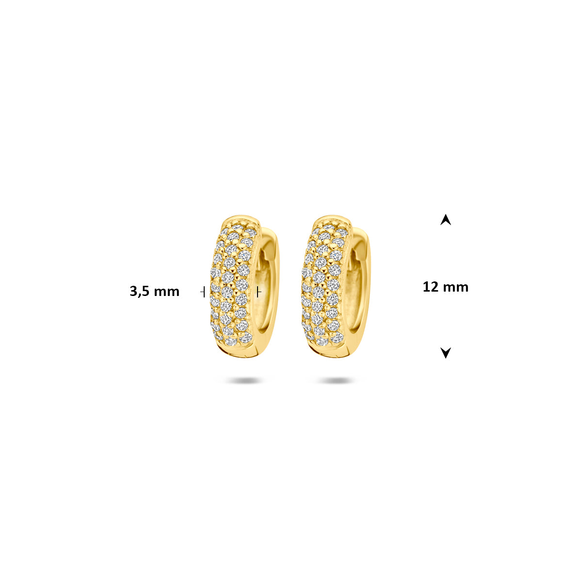 Fantasy Collection Klapoorringen zirkonia zilver verguld 12 mm 1 micron - afbeelding 4