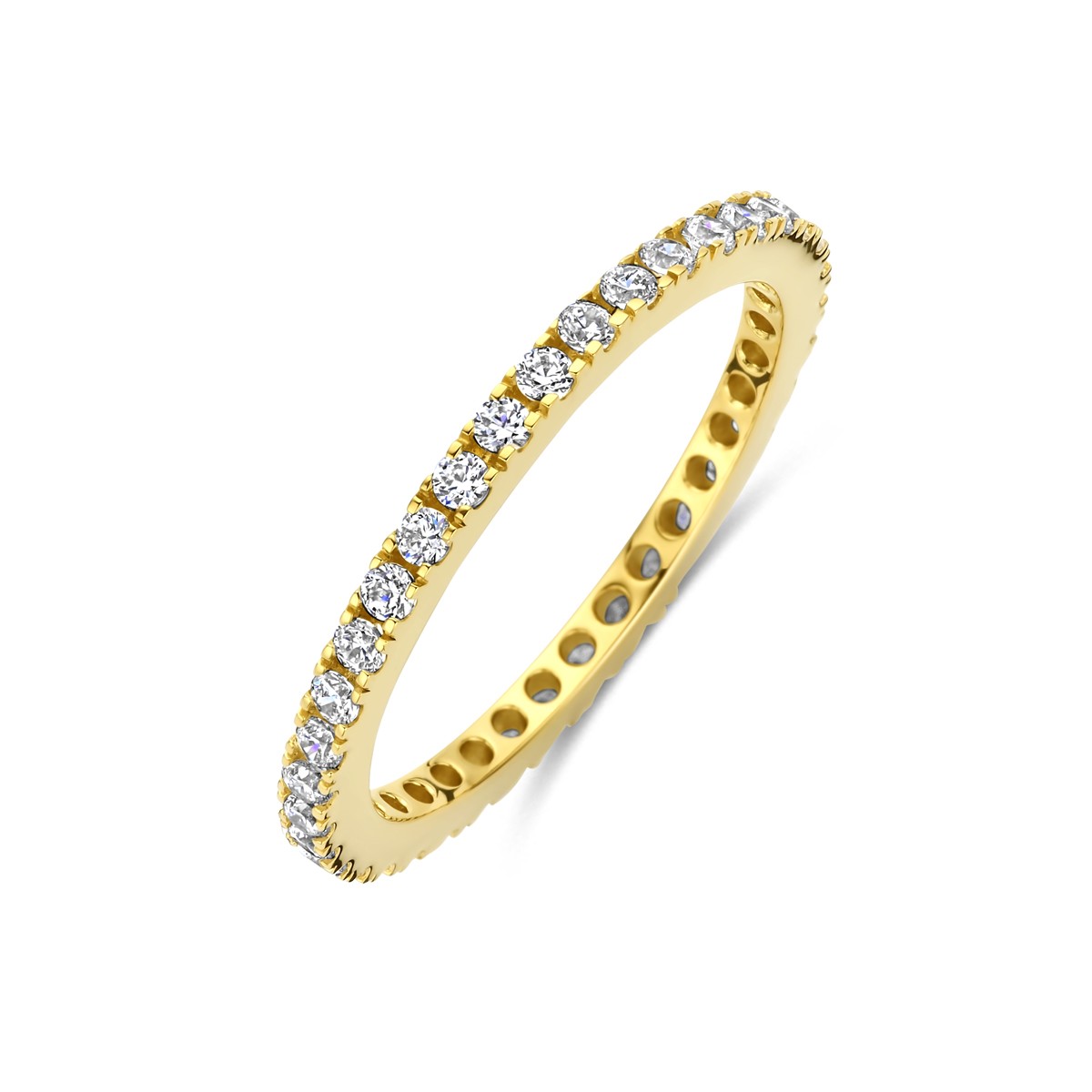 Ring zirkonia 3 micron zilver verguld (geel) 1,6 mm – 2104272