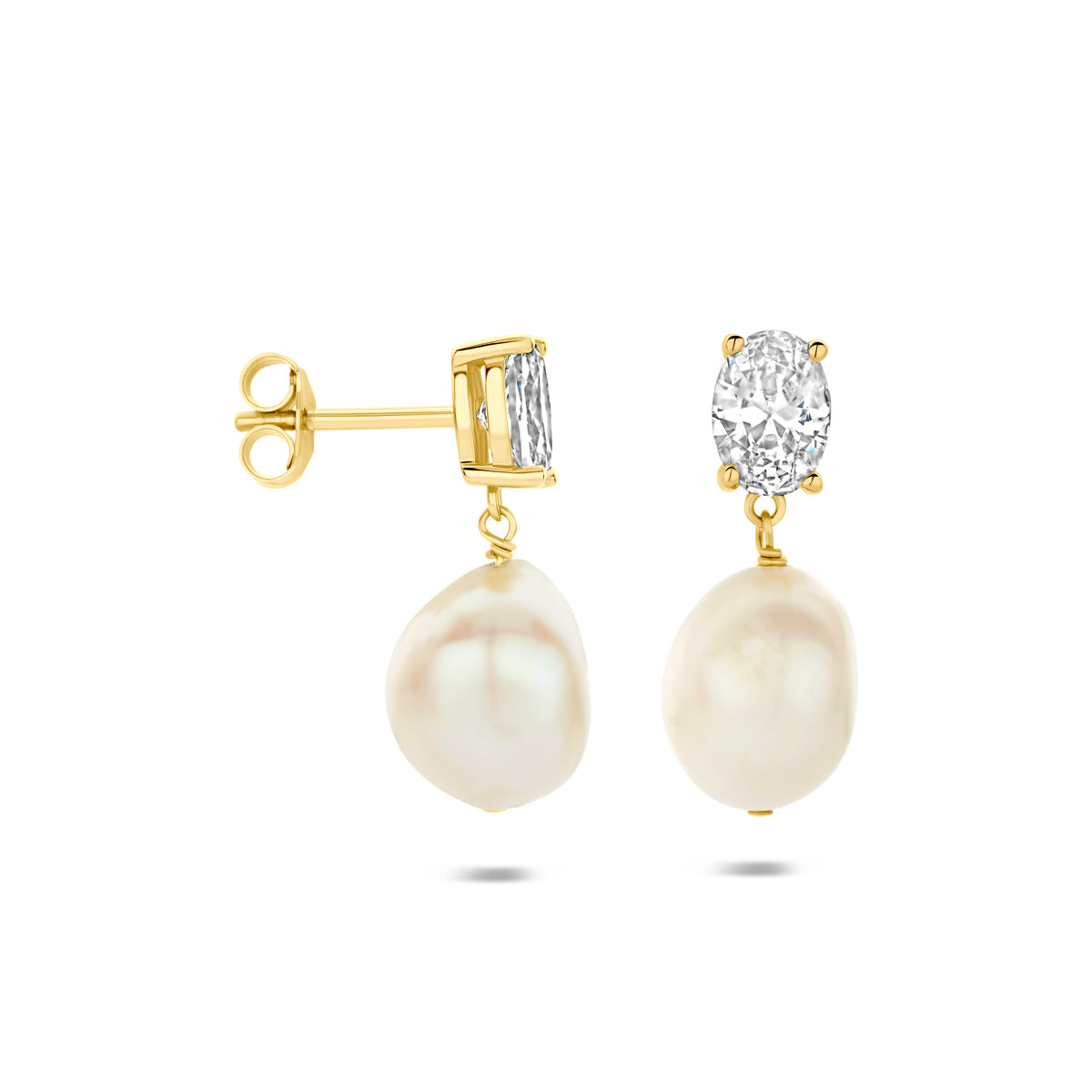 Fantasy Collection Oorhangers parel en zirkonia zilver verguld 21 mm 1 micron - afbeelding 3