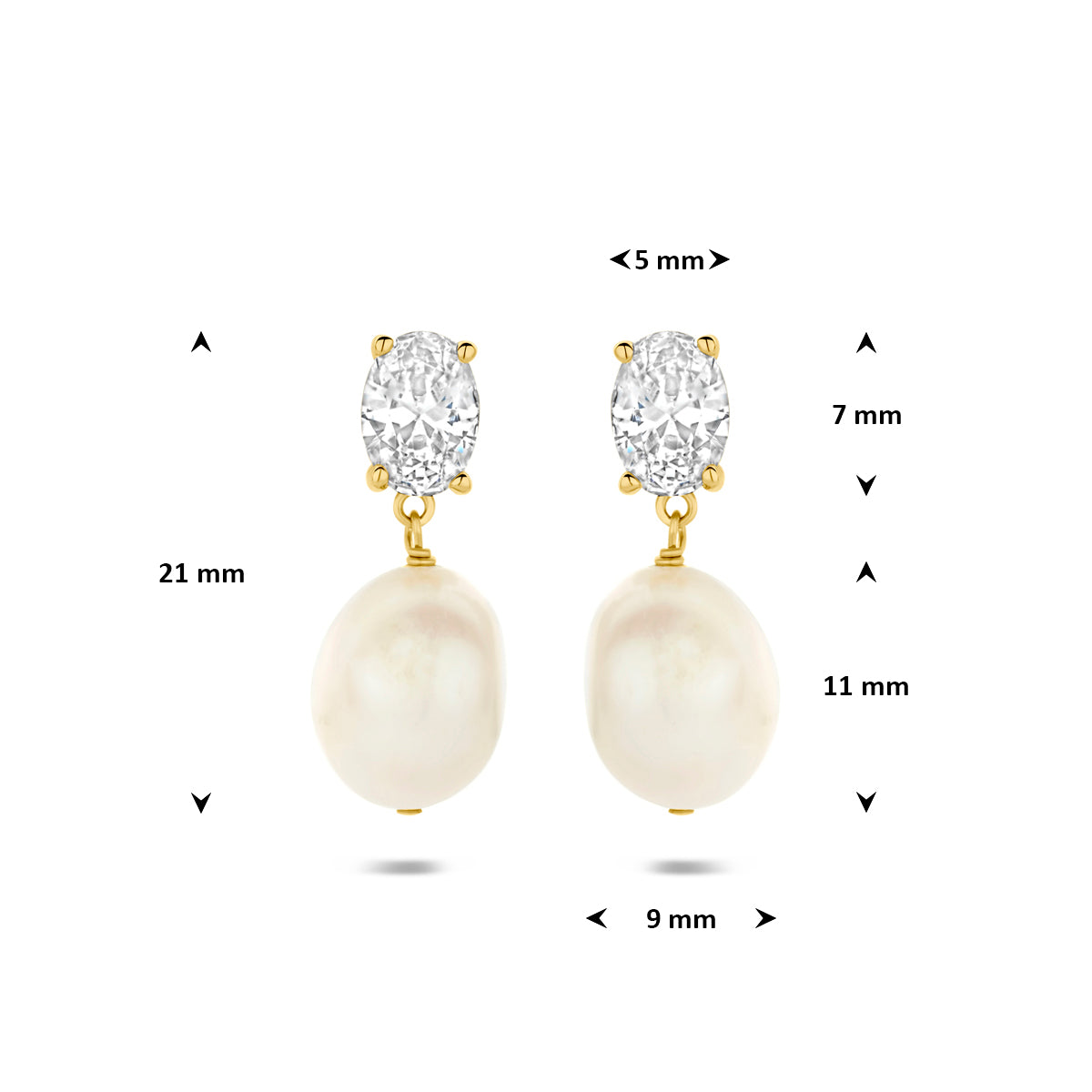 Fantasy Collection Oorhangers parel en zirkonia zilver verguld 21 mm 1 micron - afbeelding 4