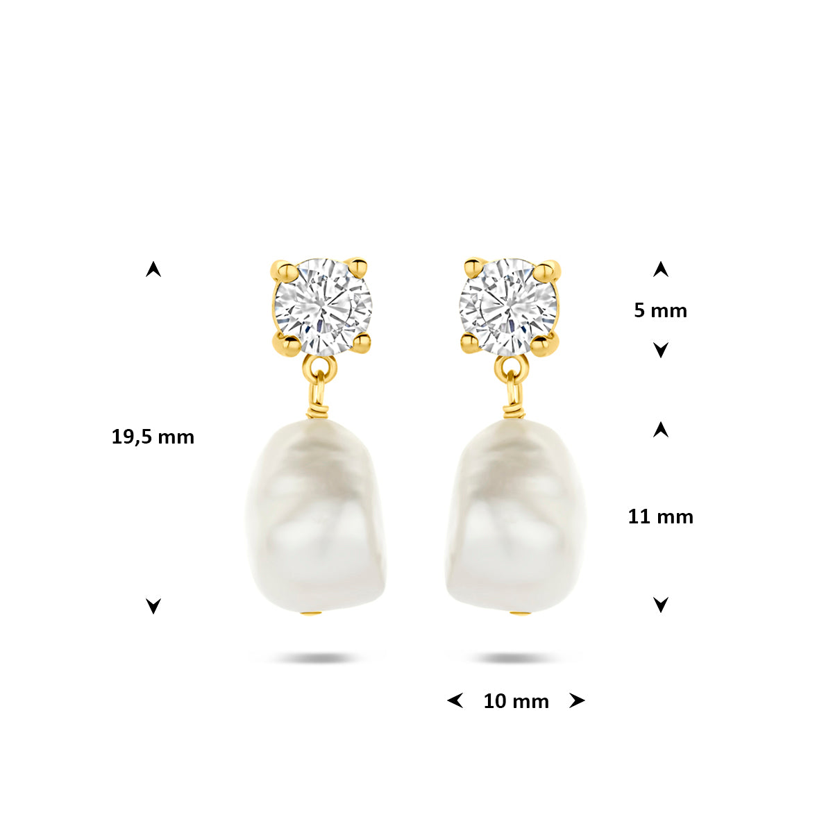 Fantasy Collection Oorhangers parel en zirkonia zilver verguld 19,5 mm 1 micron - afbeelding 4