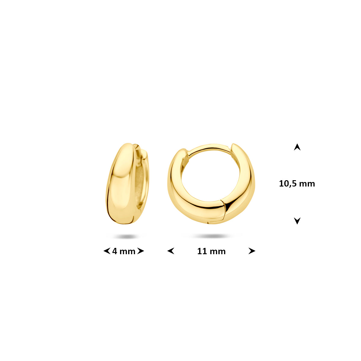 Fantasy Collection Klapoorringen buis zilver verguld 4 mm 1 micron - afbeelding 4