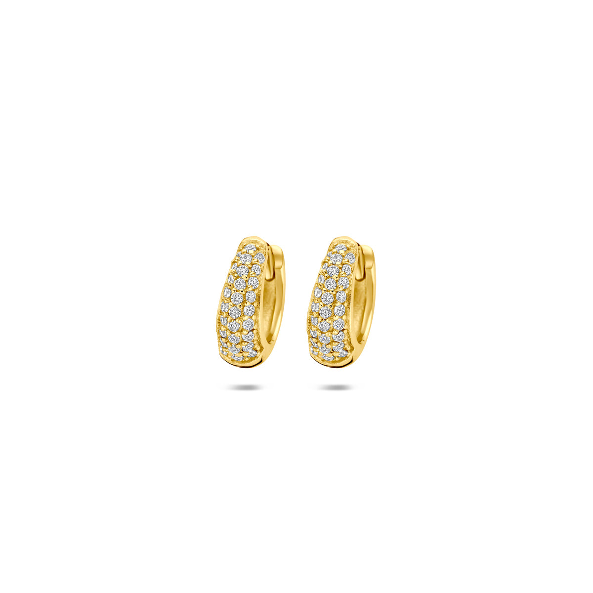 Fantasy Collection Klapoorringen zirkonia buis zilver verguld 4 mm 1 micron