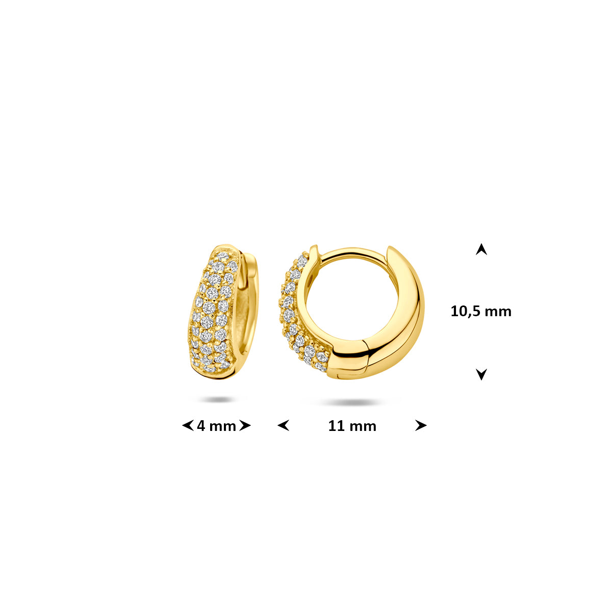 Fantasy Collection Klapoorringen zirkonia buis zilver verguld 4 mm 1 micron - afbeelding 4