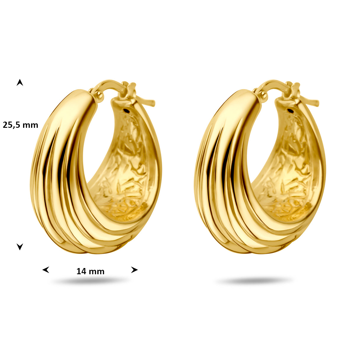 Oorringen 25,5 mm 1 micron zilver verguld