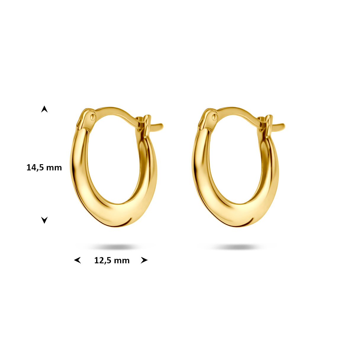 Oorringen 14,5 mm 1 micron zilver verguld