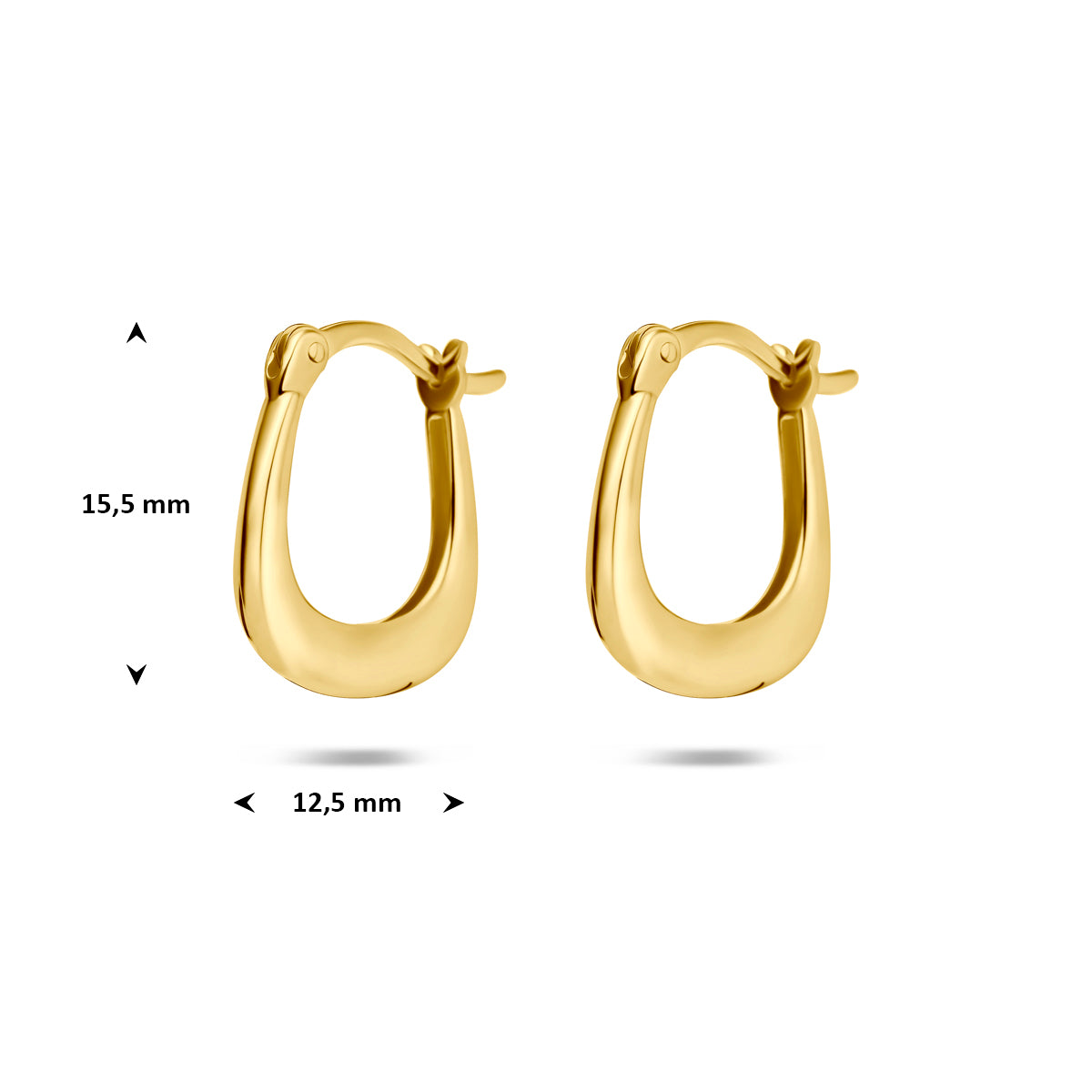 Oorringen 15,5 mm 1 micron zilver verguld