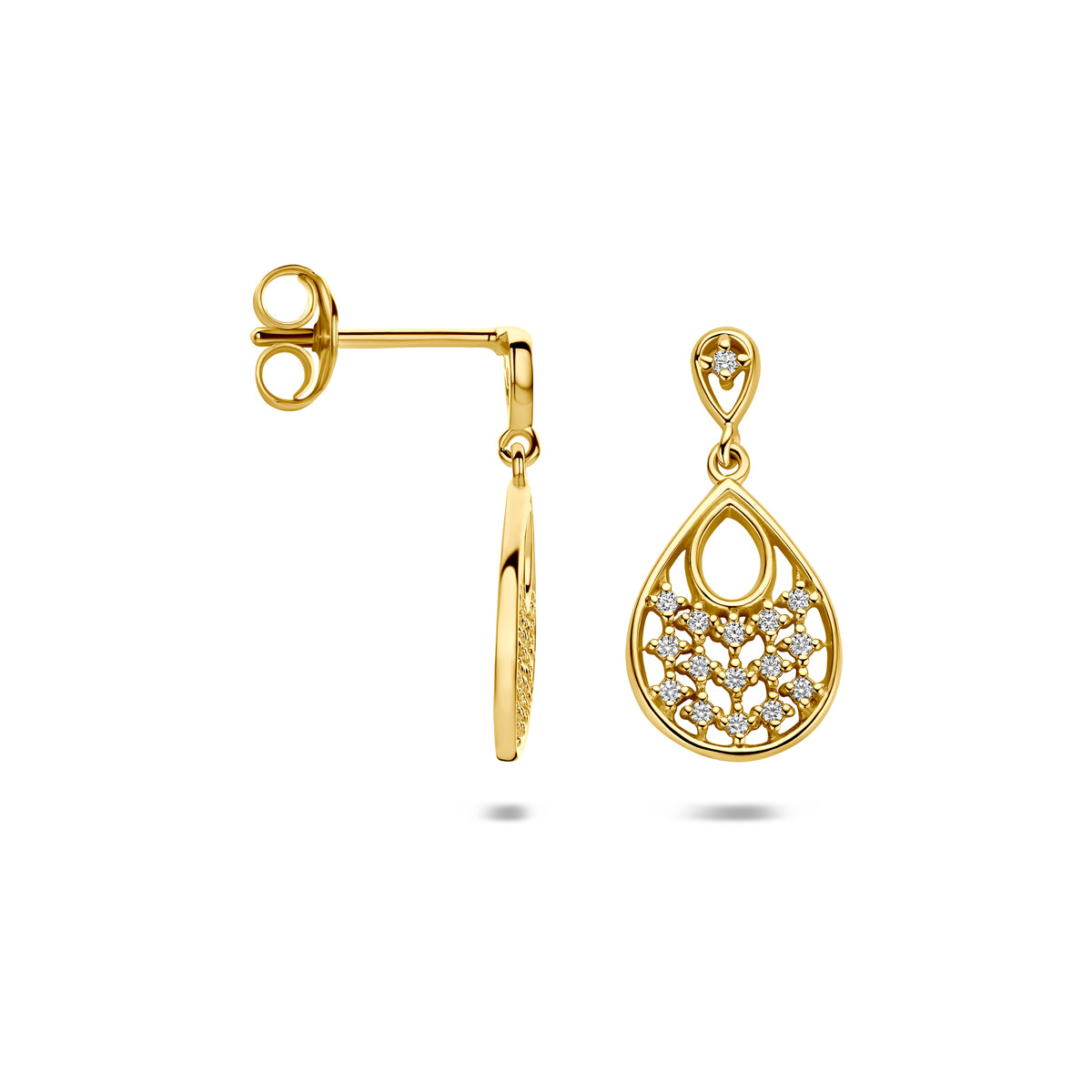 Oorhangers zirkonia 19 mm 1 micron zilver verguld