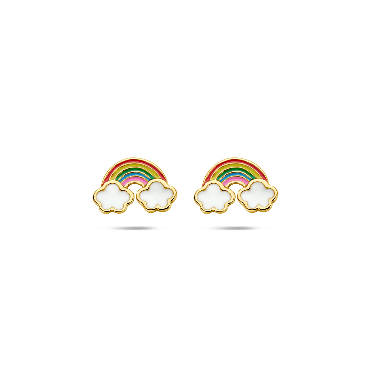 Oorknoppen regenboog emaille 6,5 mm 1 micron zilver verguld