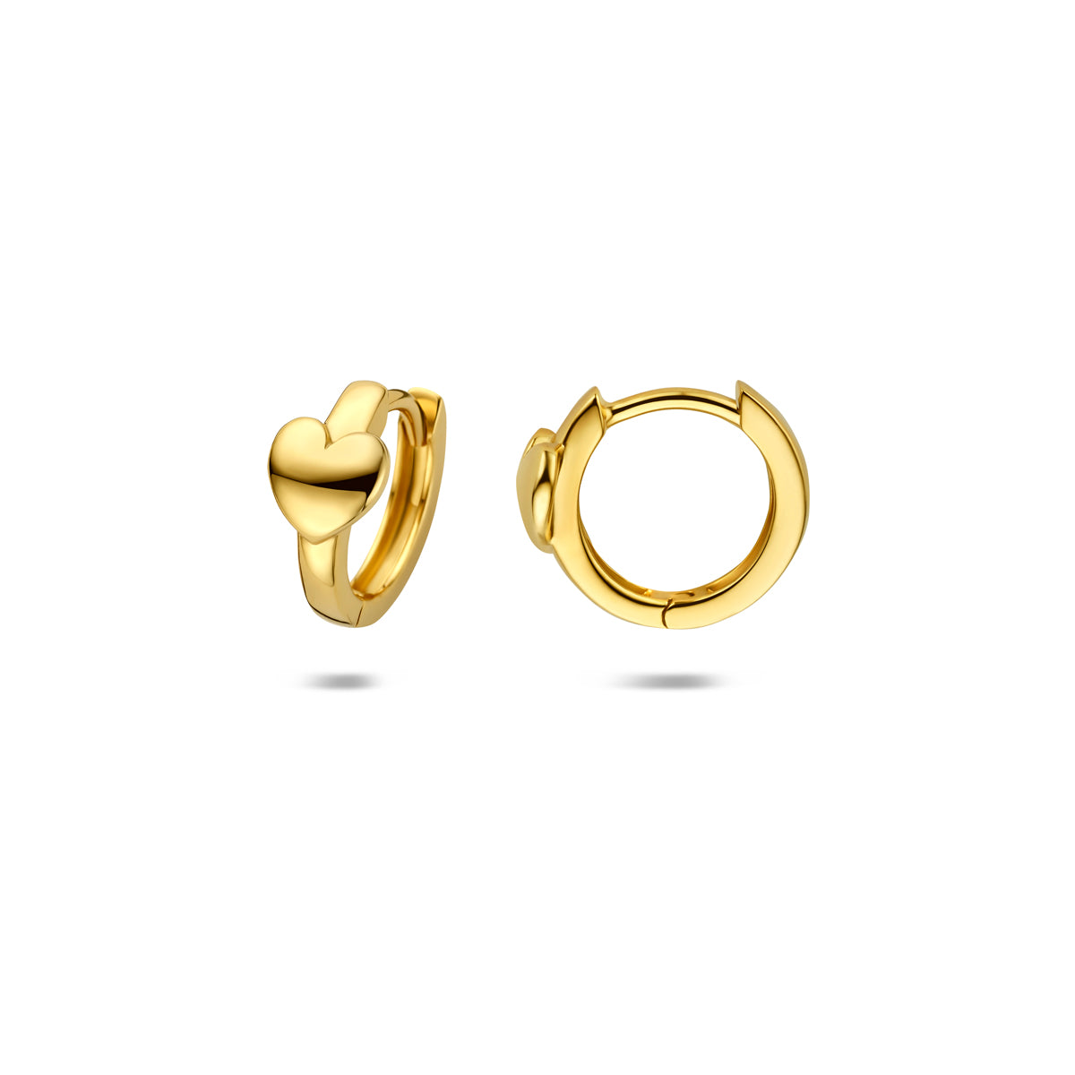 Klapoorringen hart 11,5 mm 1 micron zilver verguld