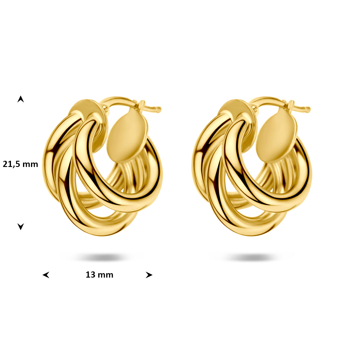 Oorringen 21,5 mm 1 micron zilver verguld