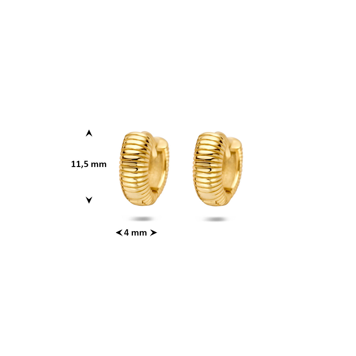 Klapoorringen 11,5 mm 1 micron zilver verguld
