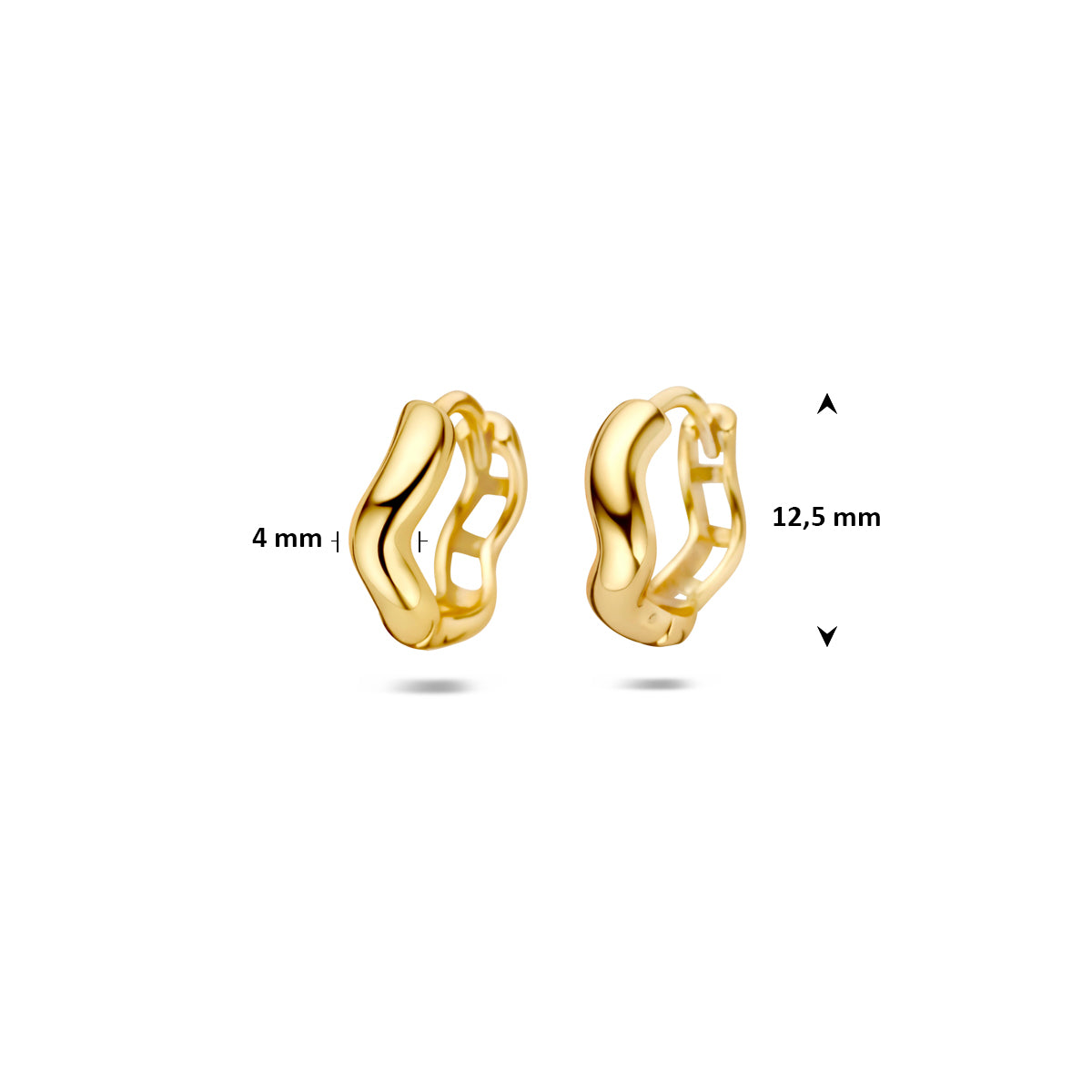 Klapoorringen 12,5 mm 1 micron zilver verguld