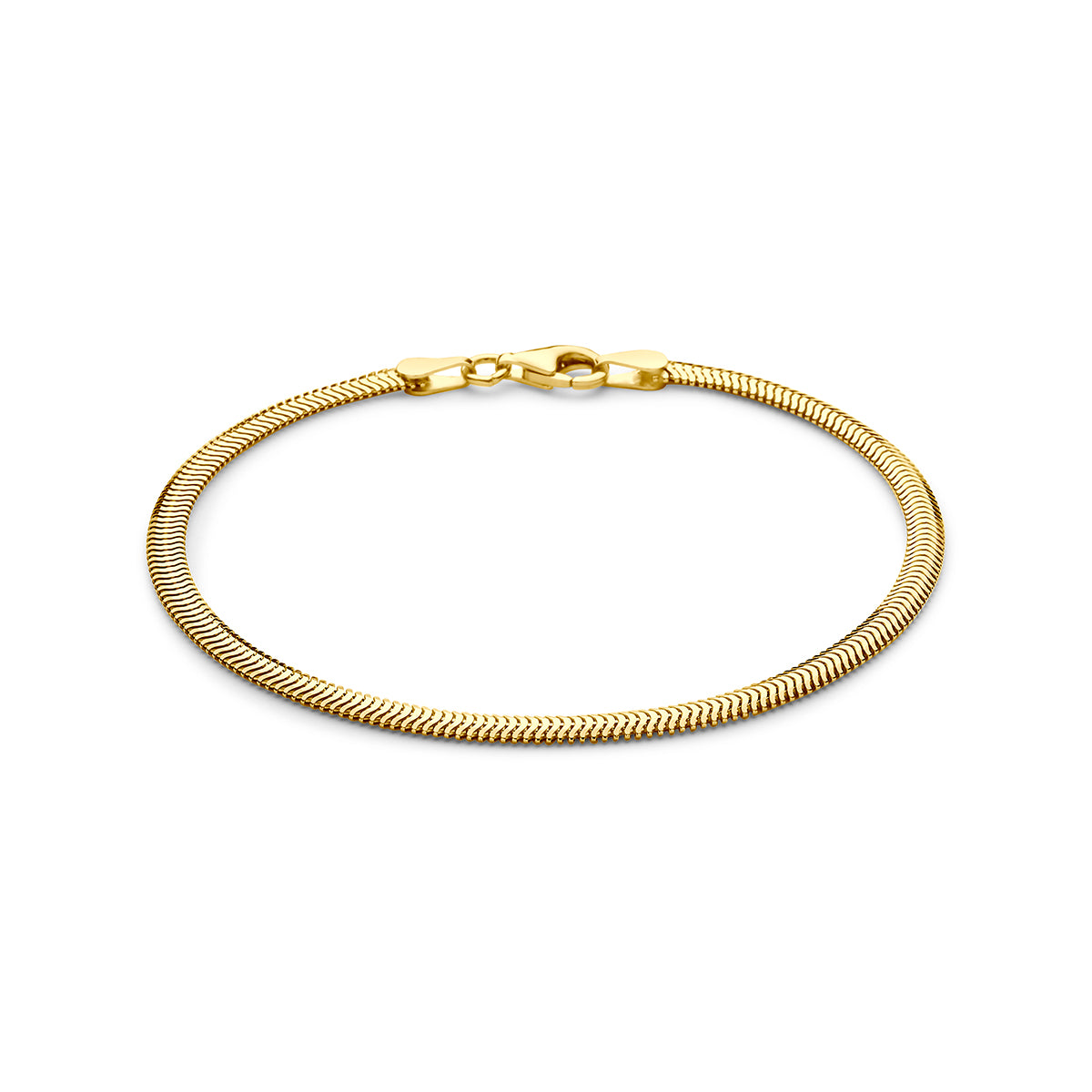 Armband slang plat (bol) 3 mm 18 cm 3 micron zilver verguld