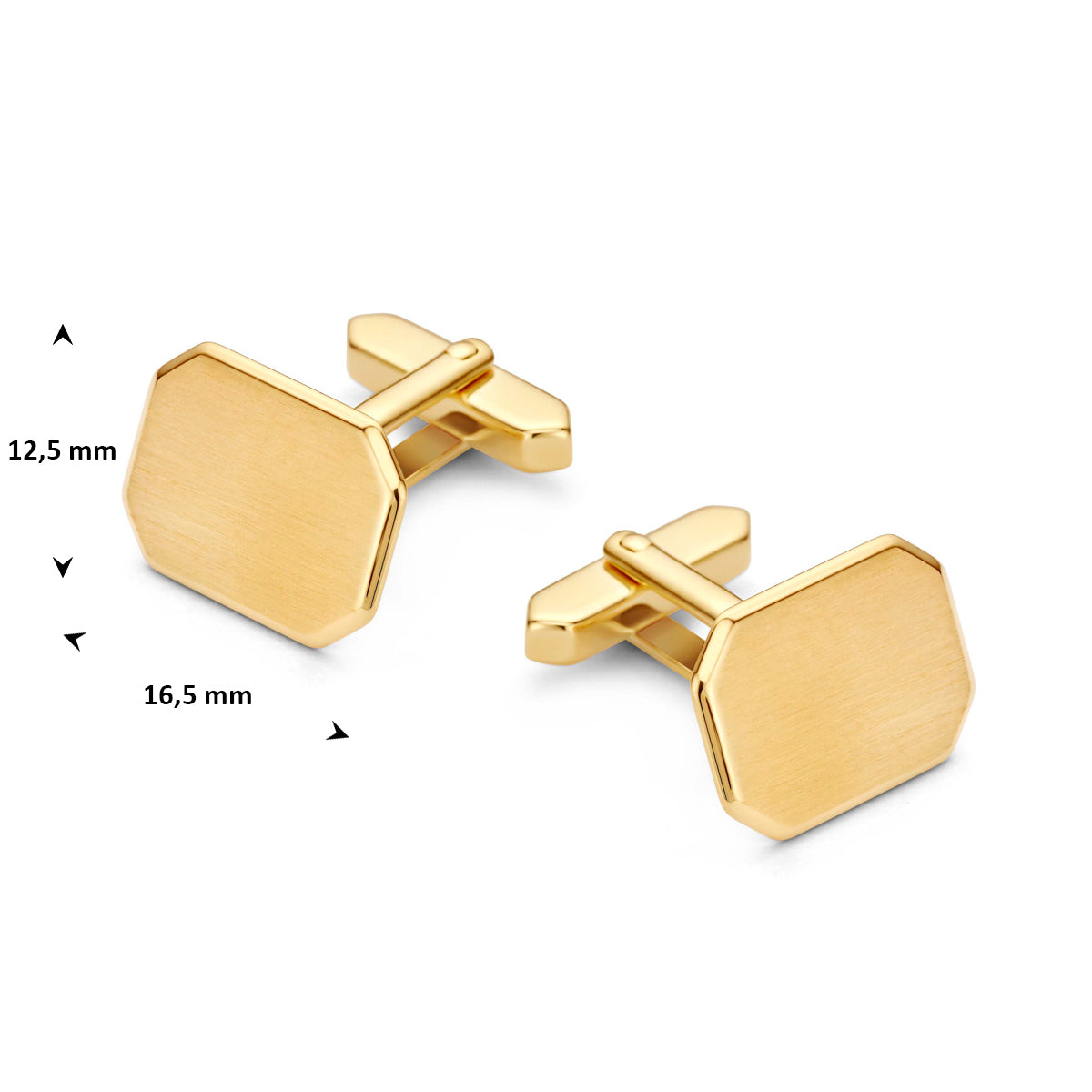 Manchetknopen manchetknoppen poli/mat 12,5 mm 3 micron zilver verguld