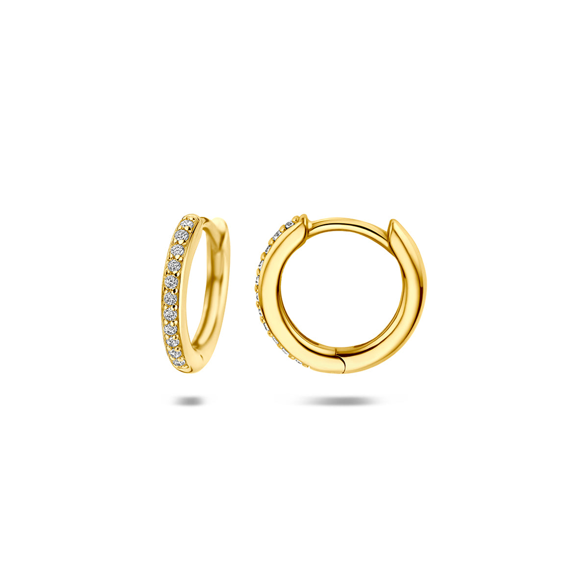 Fantasy Collection Klapoorringen zirkonia zilver verguld 12,5 mm 1 micron - afbeelding 3