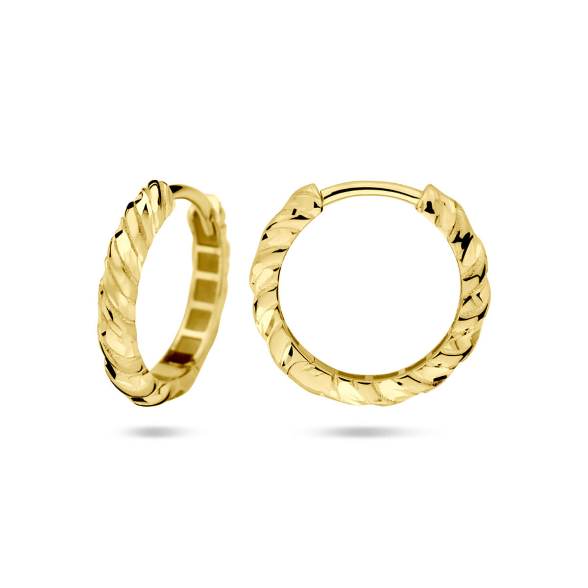 Fantasy Collection Oorbellen gedraaid 16 mm 14K geelgoud