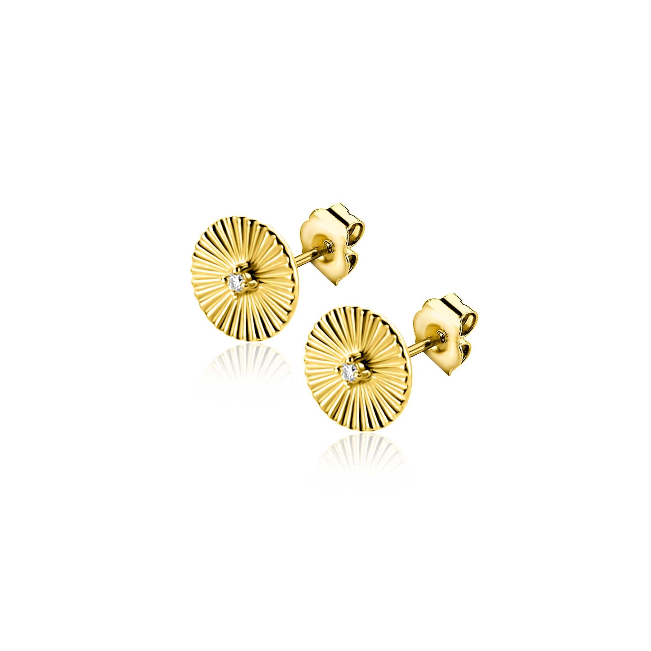 ZINZI 14K Gouden Oorknoppen met Witte Zirkonia ZGO542 oorbellen