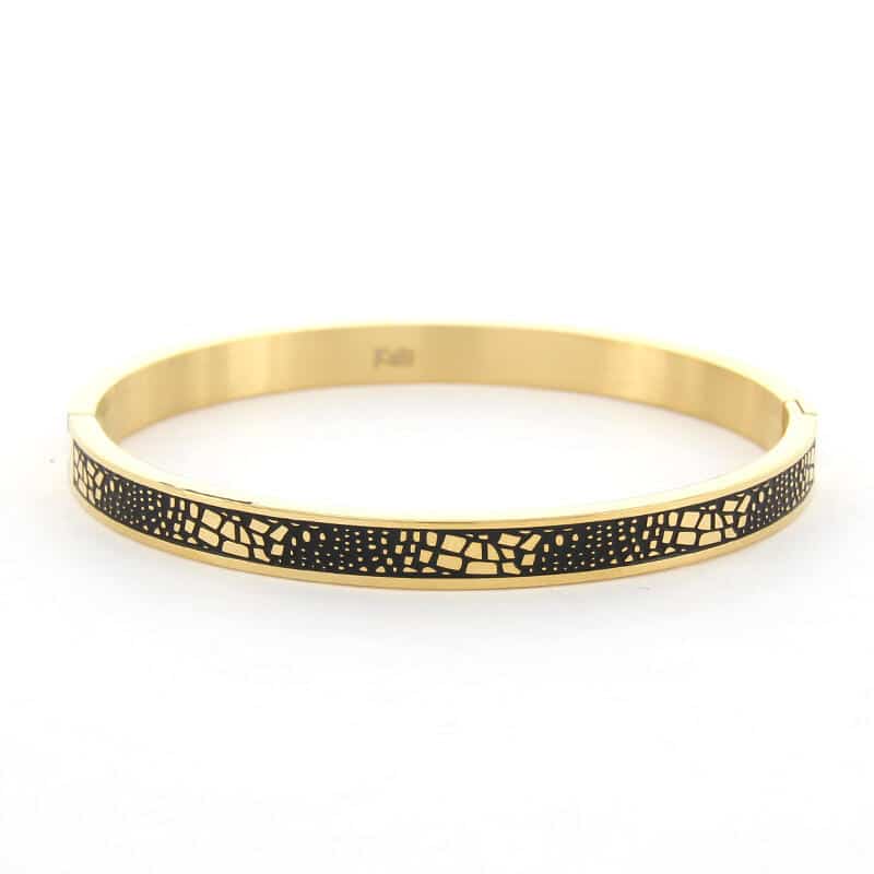 Kalli Kalli Liv Krokodillenprint Armband 2123G - Zilverkleurig 6 mm