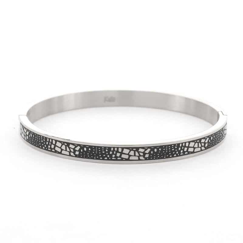 Kalli Kalli Liv Krokodillenprint Armband 2123 - Zilverkleurig 6 mm